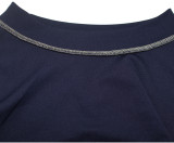 2021 solid color line side slim round neck pullover plus size dress
