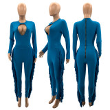 2021 autumn and winter women's wear hanging neck, strapless, tassels, back zipper, fashion and sexy one-piece pants