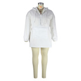 Plus size women's 2021 fall/winter hooded drawstring zipper loose plus fleece sweater