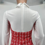 2021 autumn winter decorative button invisible zipper stitched dress
