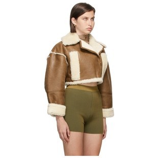 Trendy brand short lapel motorcycle jacket autumn and winter new lamb fur jacket