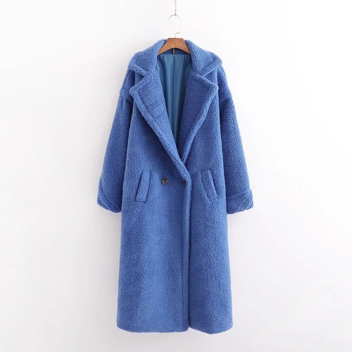Fashionable Teddy Bear Fur Mid-length Lapel Warm All-match Coat Jacket
