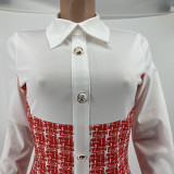 2021 autumn winter decorative button invisible zipper stitched dress