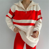2021 polo collar sweater zipper solid color temperament Korean autumn and winter new Lapel sweater