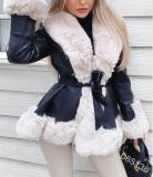 Faux rabbit fur waist warm jacket  S-5XL