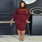 2021 autumn winter solid color Tight Sexy Long Sleeve sling two piece set large women's suit