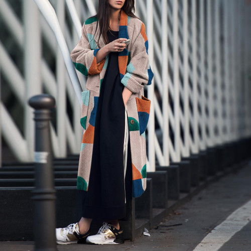 Autumn and winter 2021 new casual fashion loose printed coat