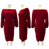 2021 fall winter one shoulder Vintage velvet dress skirt