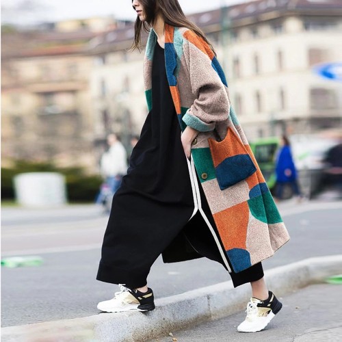 Autumn and winter 2021 new casual fashion loose printed coat
