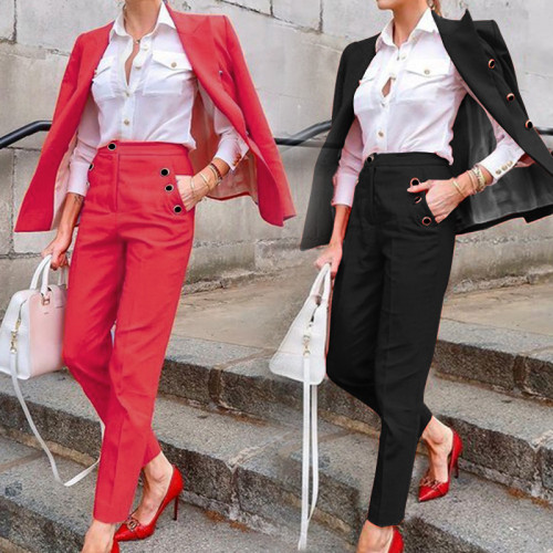 2021 autumn new long sleeve casual suit coat two-piece set