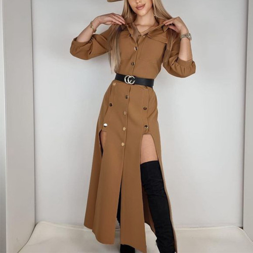 2021 autumn and winter new British fashion versatile slim design windbreaker dress