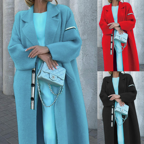 2021 autumn winter temperament coat women's casual loose thin medium and long wool coat