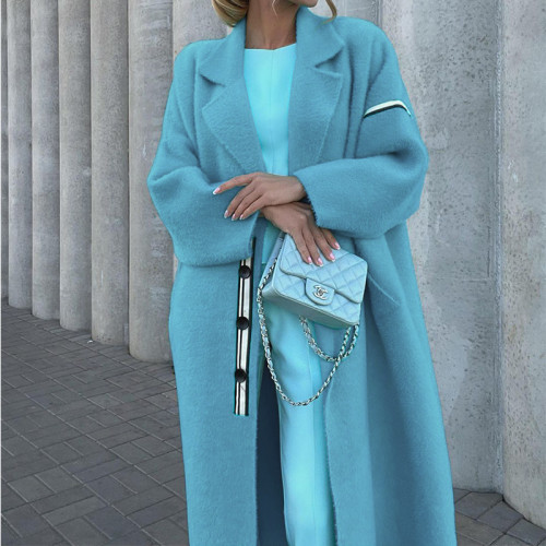 2021 autumn winter temperament coat women's casual loose thin medium and long wool coat