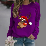 2021 autumn winter new Christmas printed long sleeve round neck sweater