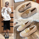 Winter 2021 new lamb edamame peas shoes plus velvet large size cotton shoes 41-43