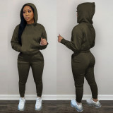 2021 autumn and winter women's solid color sweater sports suit