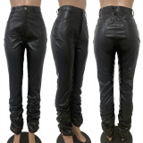 2021 winter women's classic pile leather pants