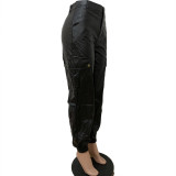 2021 new winter women's classic overalls leather pants