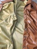 Aw2021 women's elastic Brazilian leather front button dress