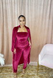 2021 autumn winter solid color casual sexy Jumpsuit two piece set
