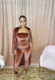 2021 autumn winter solid color casual sexy Jumpsuit two piece set