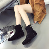 2021 autumn and winter new flat ankle boots round toe lace up Chelsea boots plus size women's boots