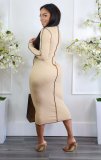 2021 sexy fashion zipper reverse stitching autumn and winter dress