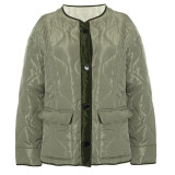 Autumn and winter long-sleeved single-breasted loose-fitted cotton jacket