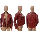 Winter side zip leather jacket