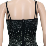 2021 fashion sexy mesh perspective hot drill sleeveless suspender Jumpsuit