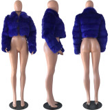 Winter Short Lapel Fur Faux Fox Fur Stitching Long Sleeve Jacket
