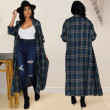 2021 autumn and winter fashion women's Plaid cloak long sleeve skirt