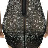 Sexy nightclub hot drilling mesh see-through irregular skirt dress