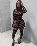 2021 Fashion Sexy Leopard mesh two piece set