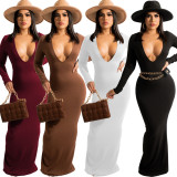 Sexy fashion V-neck maxi dress