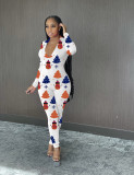 Christmas new printed jumpsuit