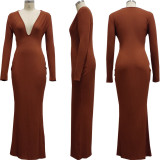 Sexy fashion V-neck maxi dress