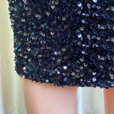 Spring Christmas sequined puff sleeve bag hip party bridesmaid dress skirt plus size dress