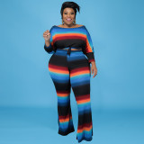 Autumn plus size women's striped printed pit stripe fashion suit