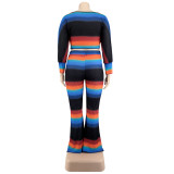 Autumn plus size women's striped printed pit stripe fashion suit