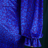 Sexy strapless leopard print puff sleeve velvet evening dress