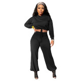 Fashion casual hooded band loose two-piece suit