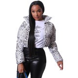 2021 Winter Fashion Long Sleeve Zipper Cardigan Stand Collar Warm Printing Casual Cotton Jacket