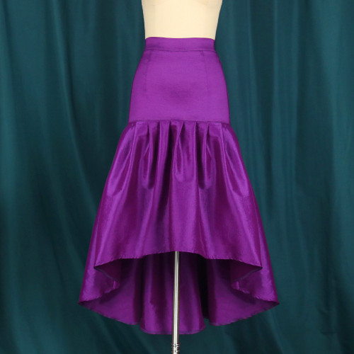 High waist bag hip skirt purple ruffled party banquet big swing skirt half-length skirt