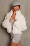 2021 autumn and winter plush cardigan short jacket lamb wool coat