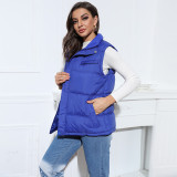 Autumn and winter warm stand-up collar sleeveless pull-on bread jacket vest cotton jacket