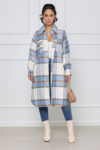 Casual loose plaid woolen women's coat coat