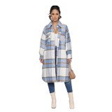 Casual loose plaid woolen women's coat coat