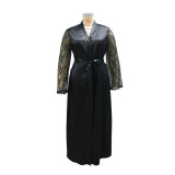 Plus size women's clothing sexy sexy fashion lace cardigan long-sleeved dress with belt