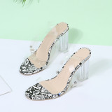 Large size buckle high heel sandals transparent thick heel round toe sandals